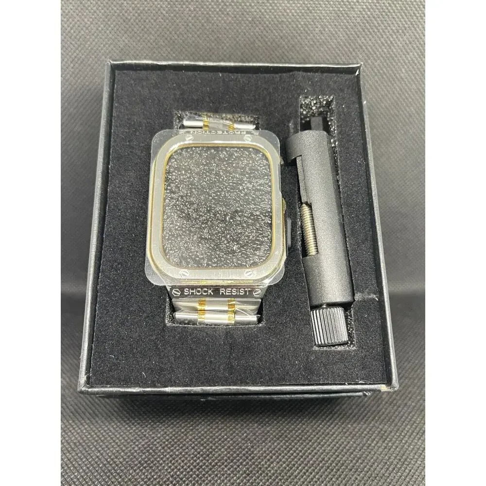 Apple Watch Bracelet + Case Gold Tone Stainless Steel Band Strap Protective NWT